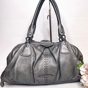 Cole Haan Village Triple Zip Pewter Metallic Bag
